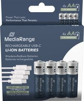 MediaRange USB-C Li-Ion Akku Mignon AA 1.5V, 1400 mAh, Schwarz, 4er Pack - Bild 1