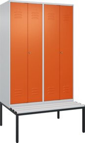 C+P Spind Classic PLUS Schwarz-Weiß Sitzbank mit 4 Abteilen, Sitzbanktyp untergebaut, Kunststoff-Sitzfläche, B/T/H: 212,0 x 120,0 x 81,5 cm - Bild 1