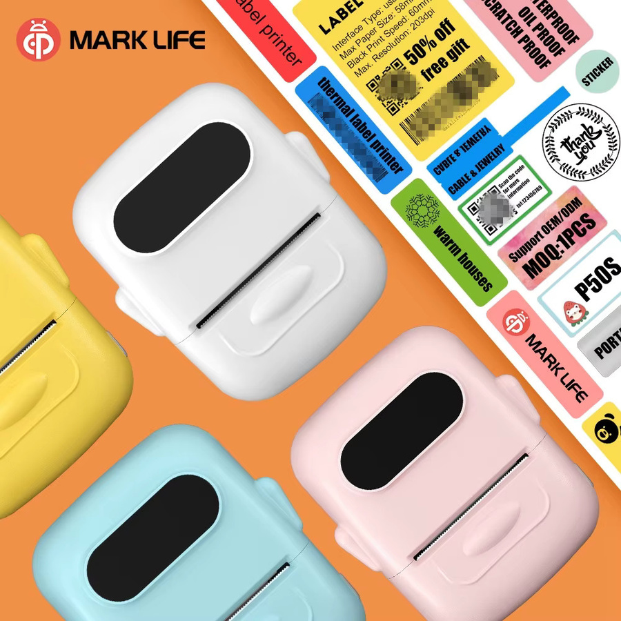Marklife P50 Tragbarer Thermo Etikettendrucker für selbstklebende Aufkleber ohne Tinte - Bild 5