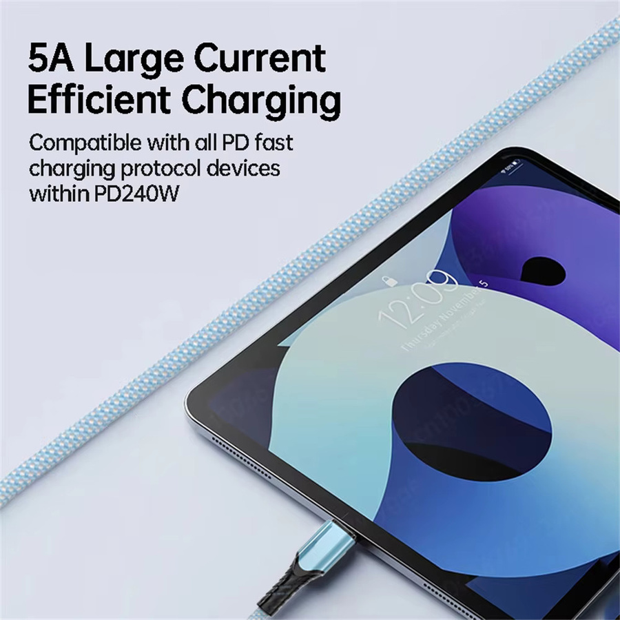 NNBILI USB-C auf USB-C Schnellladekabel 240W mit QC4.0 und PD Unterstützung in Blau - Bild 5