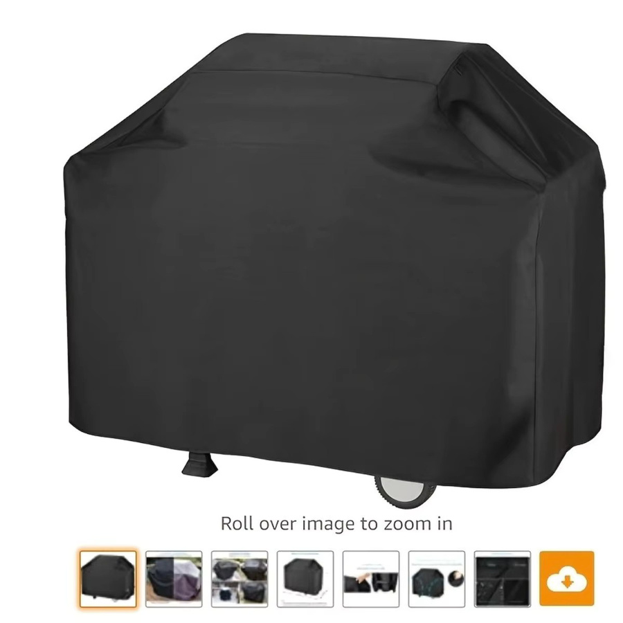 Wasserdichte Grillabdeckung aus schwarzem Oxford-Polyester mit UV-Schutz für den Außenbereich, B/T/H: 145 x 117 x 61 cm - Bild 2
