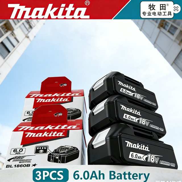 Makita Original Lithium-Ionen-Akku 18V mit 6000mAh in Schwarz, kompatibel mit BL1860, BL1830, BL1850 und BL1860B - Bild 1