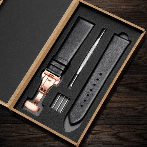 Uhrenarmband Echtleder, Schwarz, Unisex, 19 mm - Bild 1