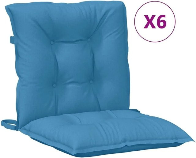 6er-Set vidaXL Niedriglehner-Auflagen aus Polyester in Melange Blau, B/T/H: 100 x 50 x 7 cm - Bild 1