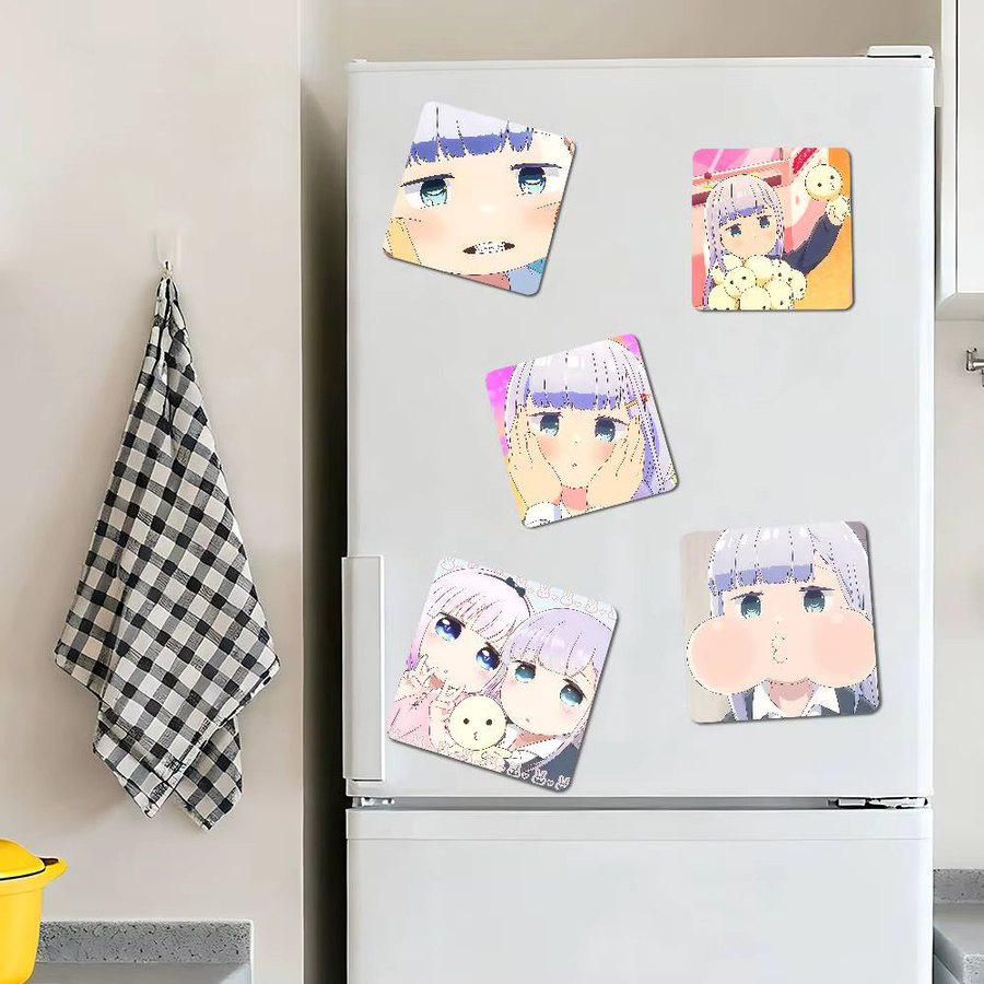 Anime Aharen-san Wa Hakarenai Kühlschrankmagnet quadratisch, bunter magnetischer Aufkleber - Bild 2