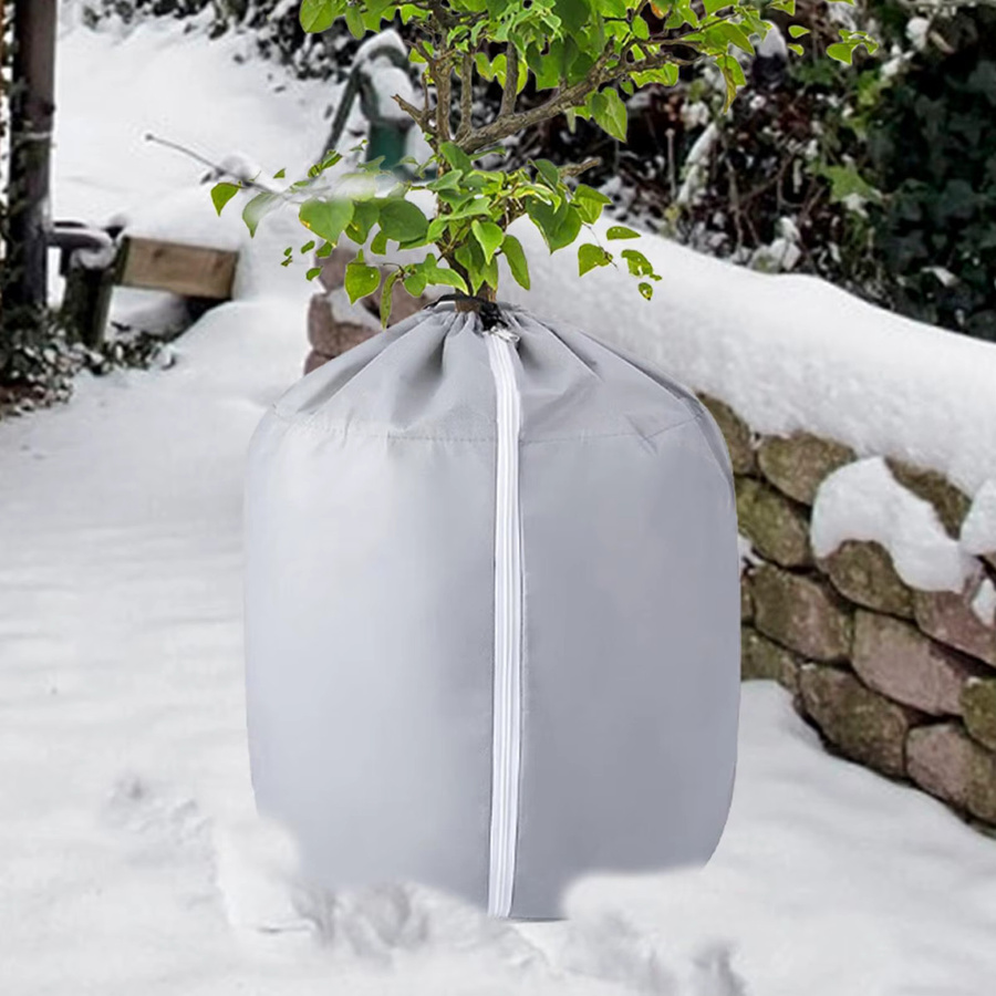 Wiederverwendbare Winter-Pflanzentopfabdeckung als Thermo-Frostschutz in Grau, B/T/H: 70,0 x 65,0 cm - Bild 4