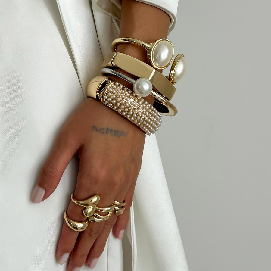 DIEZI Armreifen, Zinklegierung, Gold, Perle, Unisex, Vintage - Bild 1