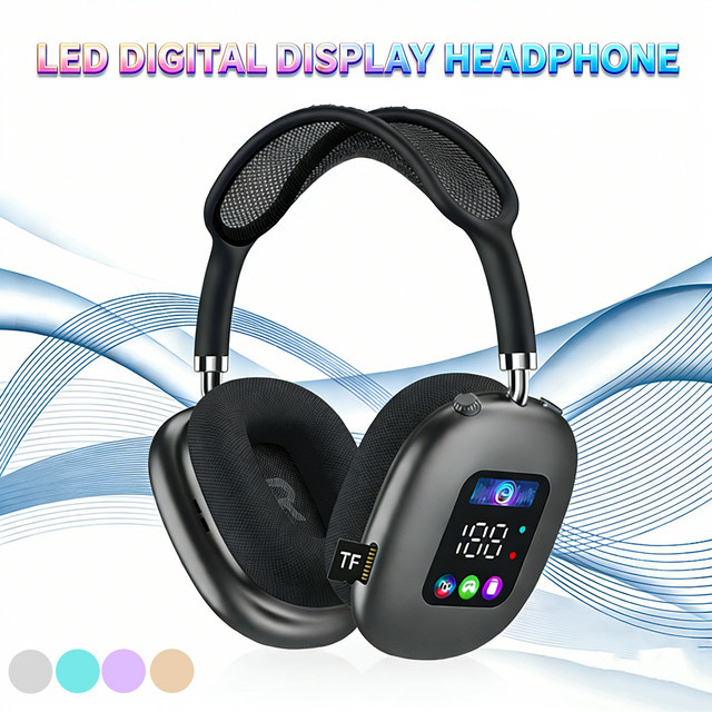 BMAD MAX600 Kabellose Active Noise Cancelling Kopfhörer mit Touch-Steuerung und LED-Bildschirm in Weiß oder Lila - Bild 1