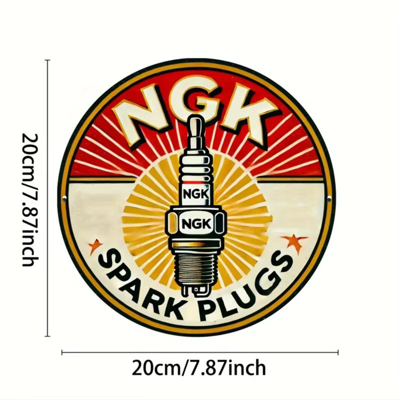 NGK Zündkerzen Runde Wandkunst-Dekoration aus Aluminium und Metall, Durchmesser: 20 cm - Bild 2