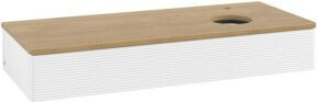 V&B Antao Waschtischunterschrank mit Frontstruktur und Beleuchtung, Eiche Honig, Weiß lackiert, B: 120 cm, T: 50 cm, H: 19 cm - Bild 1