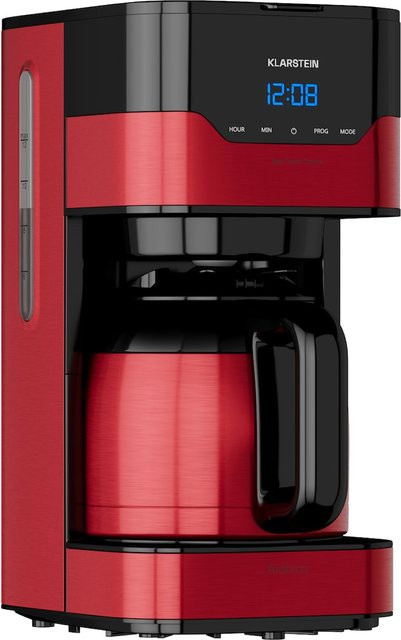 Klarstein Kaffeemaschine Arabica mit EasyTouch Control, 800W, Silber/Schwarz/Rot mit Thermo-Kanne und Timer - Bild 1