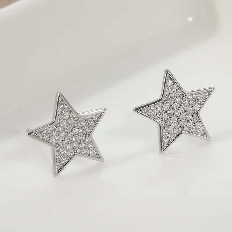 Ohrstecker Stern, Edelstahl, Silber, Zirkonia, Damen - Bild 2