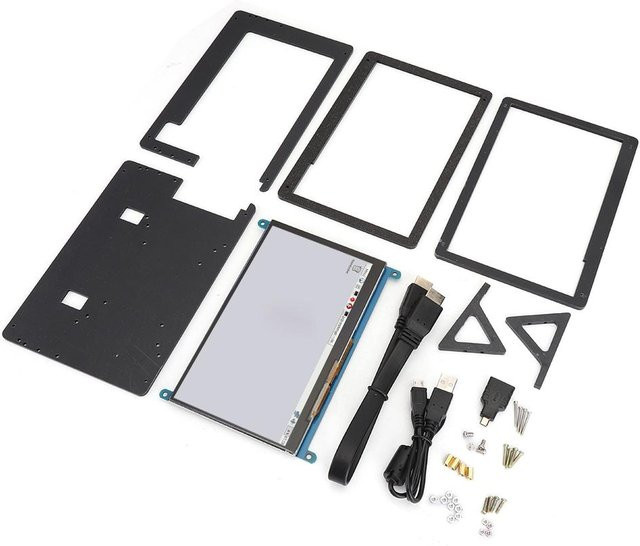 Honor Electronics 7 Zoll HDMI LCD Touchscreen-Display mit Acrylgehäuse für Raspberry Pi 4b 3b, Schwarz, Auflösung 1024x600 - Bild 1