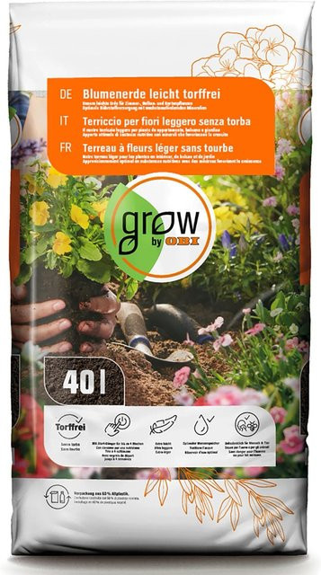 GROW by OBI Blumenerde torffrei für Zimmer, Balkon und Garten, 40 l - Bild 1