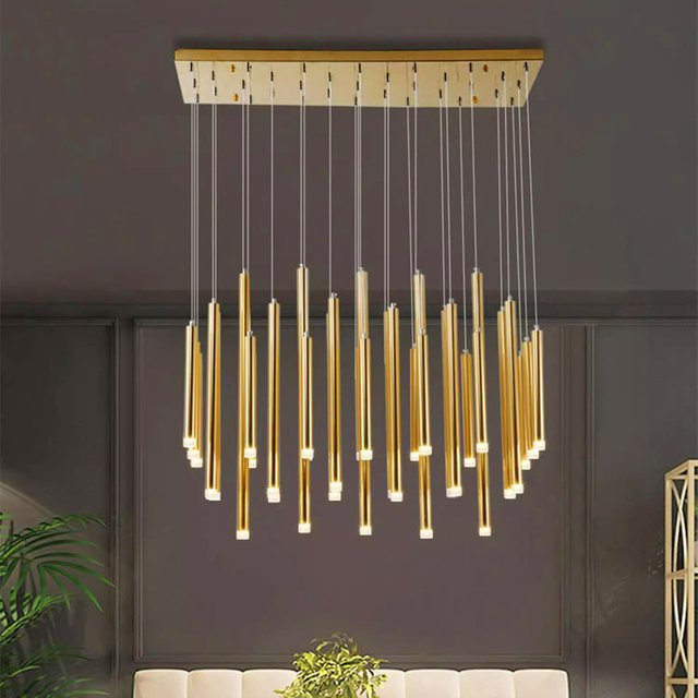 Joemade Moderne LED-Pendelleuchte in Gold/Messing für Wohnzimmer und Esszimmer - Bild 1