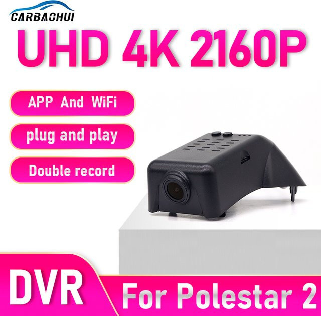 CARBAOHUI 4K UHD Dash Cam für Polestar 2, Plug and Play Auto DVR Videorecorder, Schwarz - Bild 1