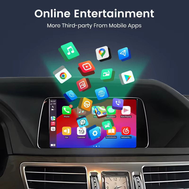 Junsun Wireless CarPlay und Android Auto Decoder für Mercedes Benz A GLC CLA GLA E GLE CLS Klasse W176 W205 NTG4.0/4.5/5.0 mit Mirrorlink in Schwarz - Bild 4
