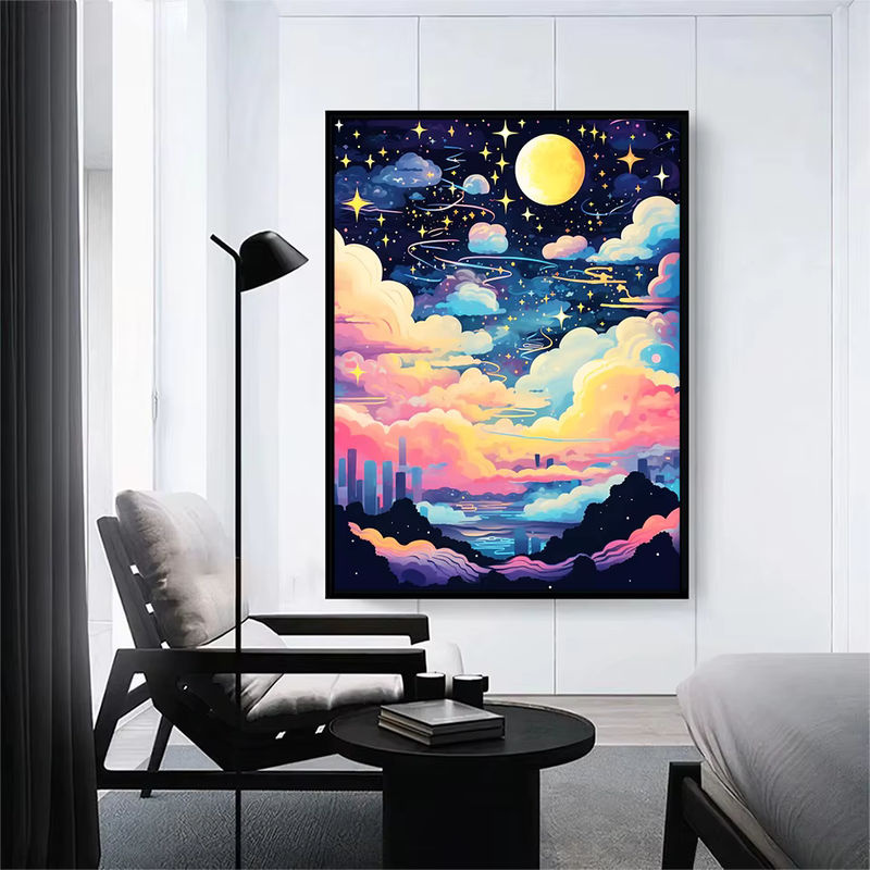 EverShine DIY Landschafts-Diamantgemälde Sternenhimmel und Mond als 5D Mosaik-Wandkunst in Mehrfarbig, Breite: 30,0 cm, Höhe: 20,0 cm - Bild 3
