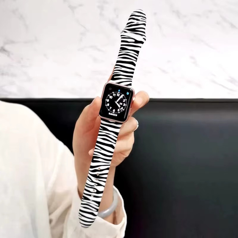 VATMENS Uhrenarmband Silikon, Zebra-Print, Schwarz, Unisex - Bild 2