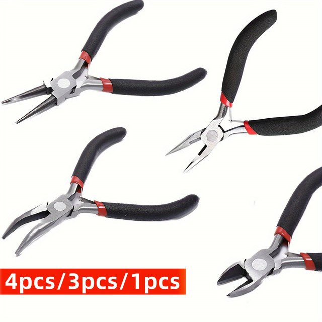 QYWCTZ Schmuckzangen-Werkzeugset aus Metall mit Nadel, rundem Drahtschneider und gebogener Spitzzange für deine Schmuck-Reparatur - Bild 1
