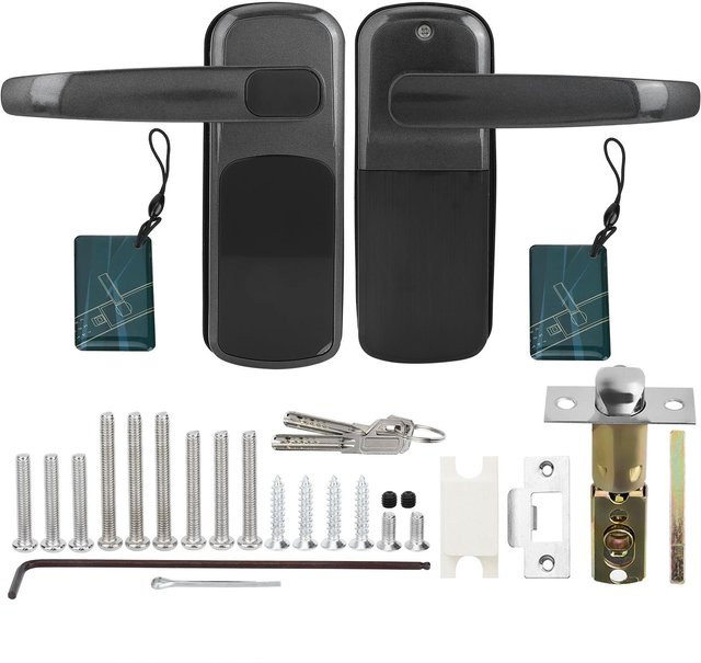 Aimo Intelligentes Türschloss mit Bluetooth, App-Steuerung, RFID-Karte, Passwort und Tastatur sowie mechanischem Schlüssel in Schwarz mit Messing-Details - Bild 1
