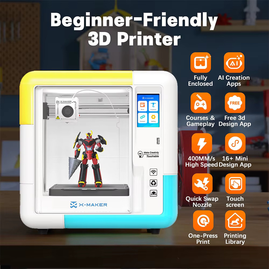 AOSEED X-MAKER AI + V4.0 FDM 3D-Drucker, Vollständig Geschlossen, WLAN, Bauvolumen: 15 x 15 x 15 cm - Bild 4