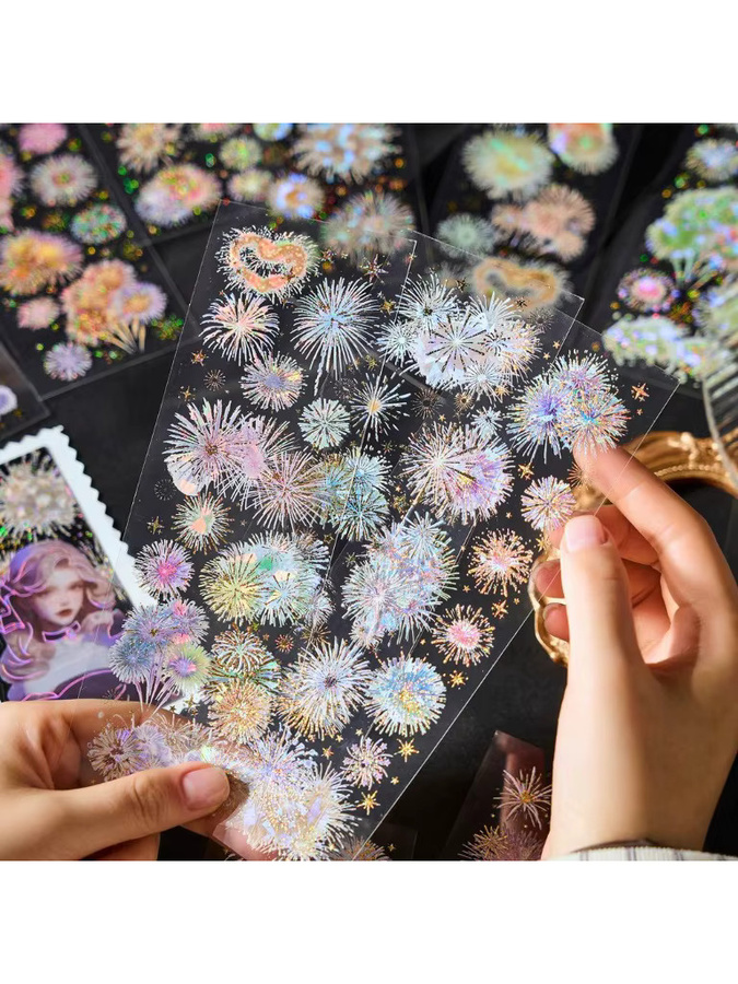 Journamm 3 Stück Feuerwerk-Aufkleber aus PET für Scrapbooking und DIY-Collagen, Mehrfarbig - Bild 5