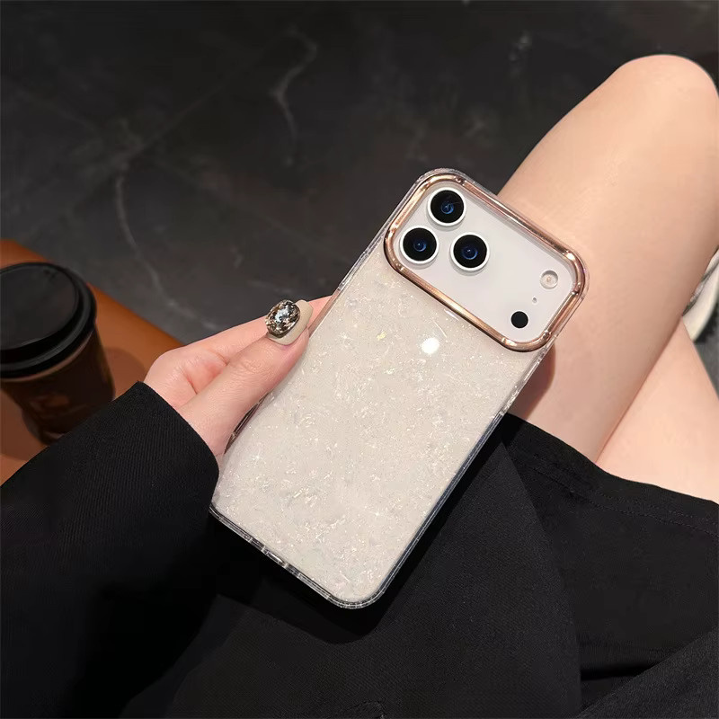 MUQGEW Schutzhülle mit Glitzer-Shell-Muster für iPhone 11 bis iPhone 17 Pro Max Plus, stoßfest, Farbe: Blau - Bild 2