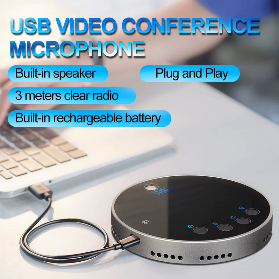 Depusheng Q8 USB-Konferenzmikrofon mit Lautsprecher, 360 Grad omnidirektionales Kondensatormikrofon in Schwarz - Bild 5