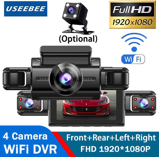 USEEBEE 4-Kanal Dashcam mit 360-Grad-Aufnahme, 1080P HD Videorekorder mit WiFi und Nachtsicht, Blackbox-DVR für dein Auto in Schwarz - Bild 1