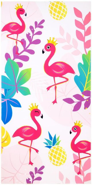 Ka Chen Muxi Strandtuch mit Flamingo und Ananas Motiv in Rosa, schnelltrocknend aus Mikrofaser, B: 40 cm, H: 60 cm - Bild 1
