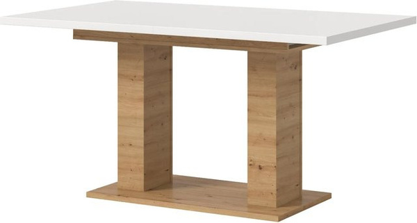 Ausziehbarer Esstisch Inn.Furn in Weiß und Eiche modern, B/T/H: 150 x 90 x 76 cm bis 190 x 90 x 76 cm