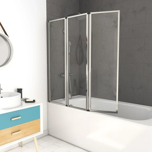 Aurlane Badewannenaufsatz Triple in Chrom und Silber, 3-teilig, klappbar, Breite: 143 cm - Bild 1