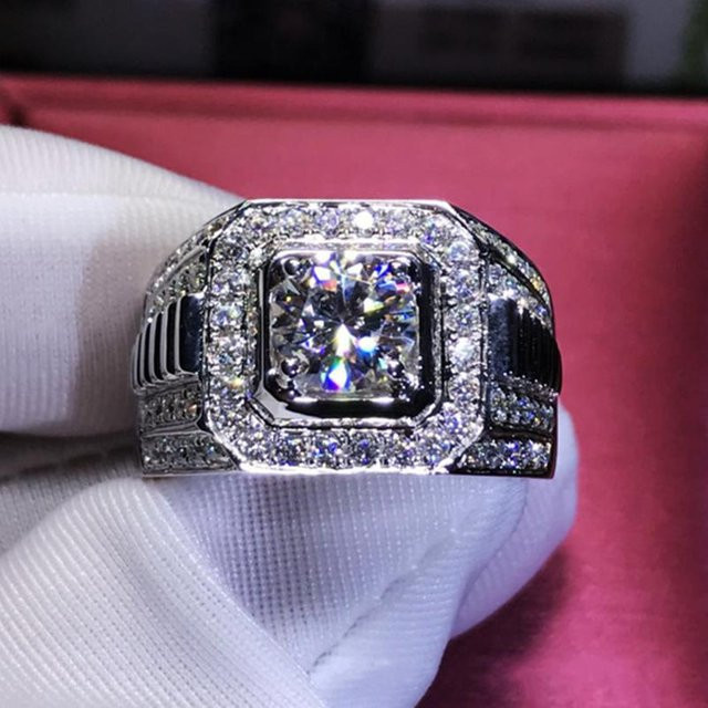 YIRAN Ring, Kupfer, Weiß, Kristall, Zirkonia, Herren - Bild 1