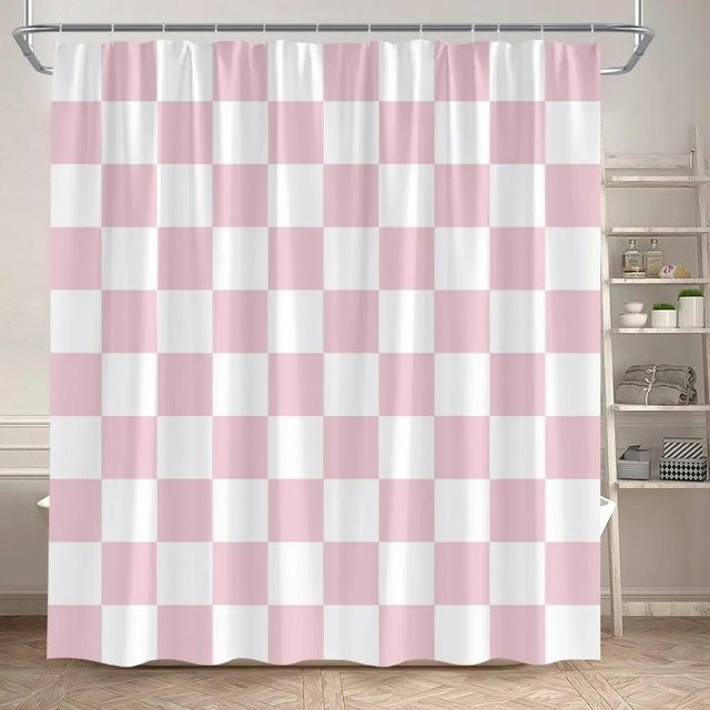 Baifenbai Home Furnishing Duschvorhang mit schwarz-weiß gestreiftem geometrischem Muster aus Polyester, Breite: 200 cm, Höhe: 180 cm - Bild 1