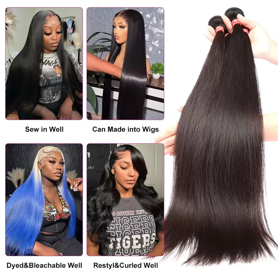 Tomiyaa Echthaar-Bündel, brasilianisches Remy-Haar, glatt, schwarz, Damen - Bild 3