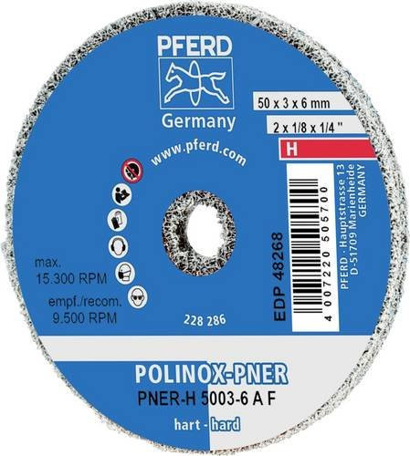 PFERD TOOLS POLINOX verpresstes Vlies-Rad PNER Fein für Finish, Farbe: Blau, Durchmesser: 50 mm, Breite: 3 mm, Bohrung-Ø: 6 mm - Bild 1