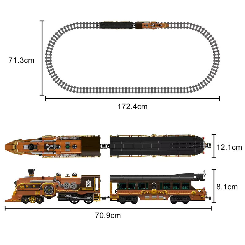 Mould King 12046 Steampunk-Lokomotive, Baustein, APP-Steuerung - Bild 3