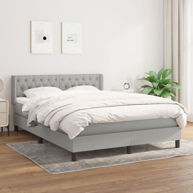 Vidaxl Boxspringbett mit Matratze in Grau, B/T/H: 140 x 200 cm - Bild 1