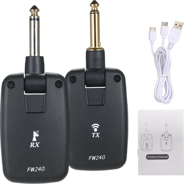 Btuty FW-24G Gitarren-Wireless-System in Schwarz mit wiederaufladbarem Sender und Empfänger-Set - Bild 1
