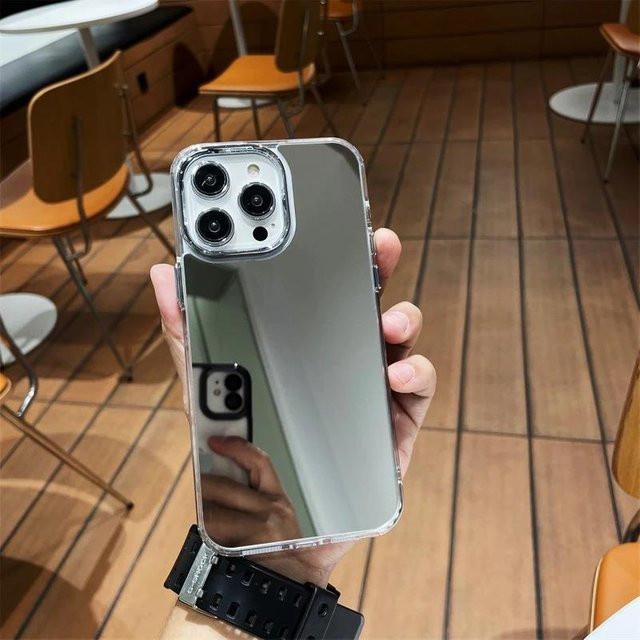 Tragbare Silikon Handyhülle mit integriertem Kosmetikspiegel für Apple iPhone Modelle in Transparent - Bild 1
