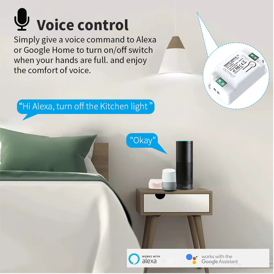 Tuya Smart WLAN Ein/Aus-Schalter in Weiß mit RF 433MHz Fernbedienungsunterstützung, kompatibel mit Smart Life App, Amazon Alexa und Google Assistant - Bild 3