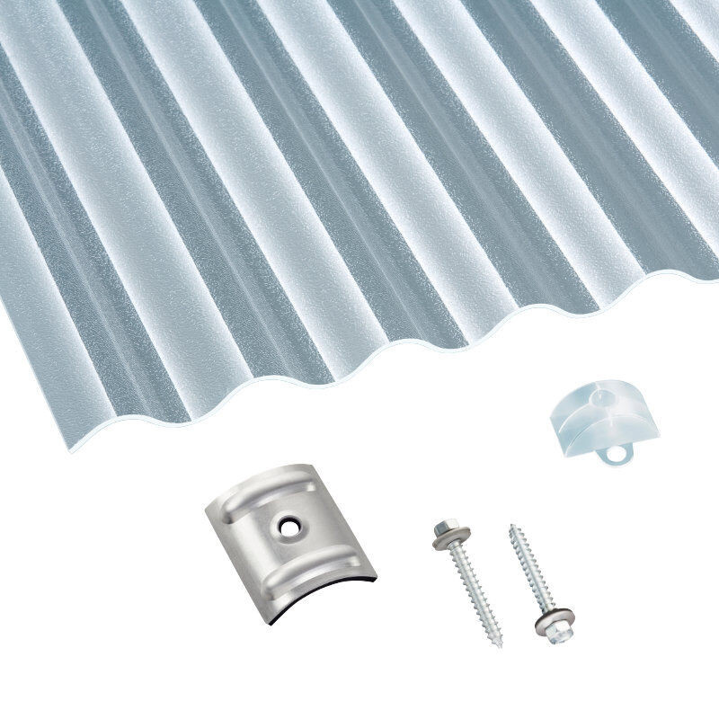 Scobalit Terrassendach-Set aus Polycarbonat mit Sinusplatten in Transparent, 2,5 mm Stärke - Bild 1
