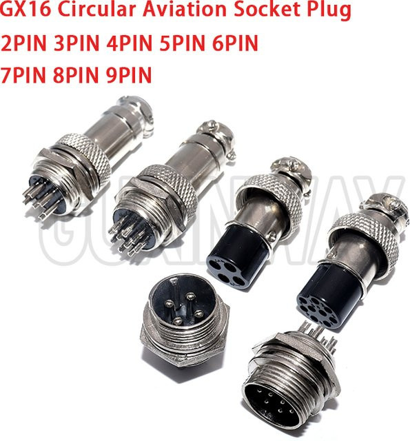 GUXINWAY GX16 Luftfahrt Stecker Set aus Metall, Rundstecker und Buchse, Farbe: Silber - Bild 1