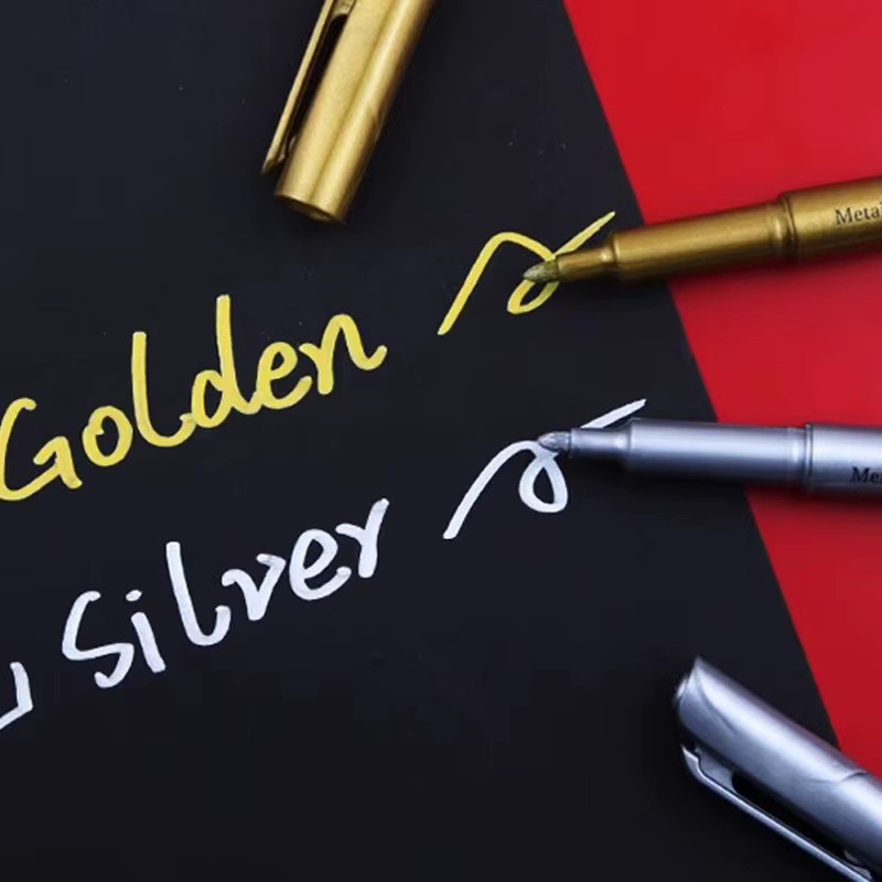 2-teiliges Metall-Marker-Set in Gold und Silber, wasserfeste und schnell trocknende wasserbasierte Stifte für DIY, Zeichnungen und Unterschriften - Bild 2