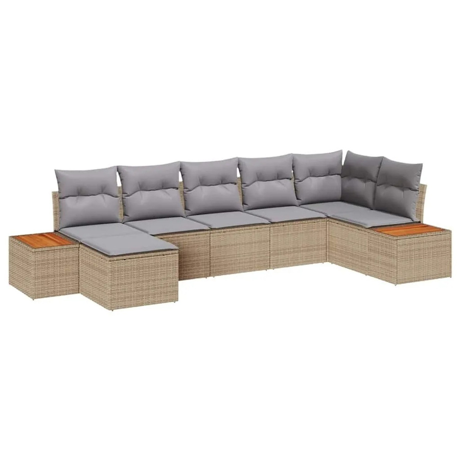 vidaXL Gartensofa-Set aus Polyrattan in Beige und Grau mit 8 Kissen und Stauraumfunktion - Bild 2