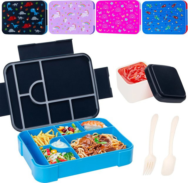 YOCITY Bento-Box mit Cartoon-Muster, auslaufsicher und mikrowellengeeignet, schwarz, 1300 ml - Bild 1