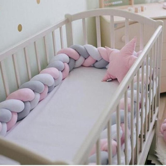 Chose One Babybett Kollisionsschutz Bettstreifen mit weicher Polsterung als Dreistrang-Zopf in Multicolour, 4m Länge - Bild 1
