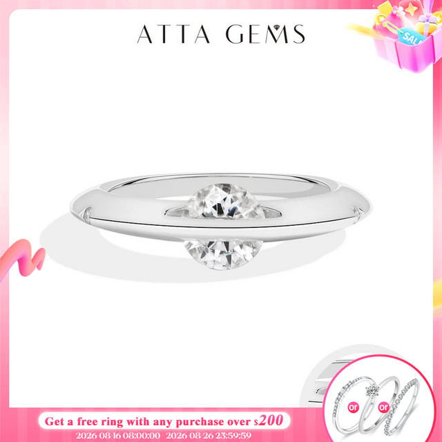 ATTAGEMS Moissanit-Ring, 925 Silber, Damen - Bild 1