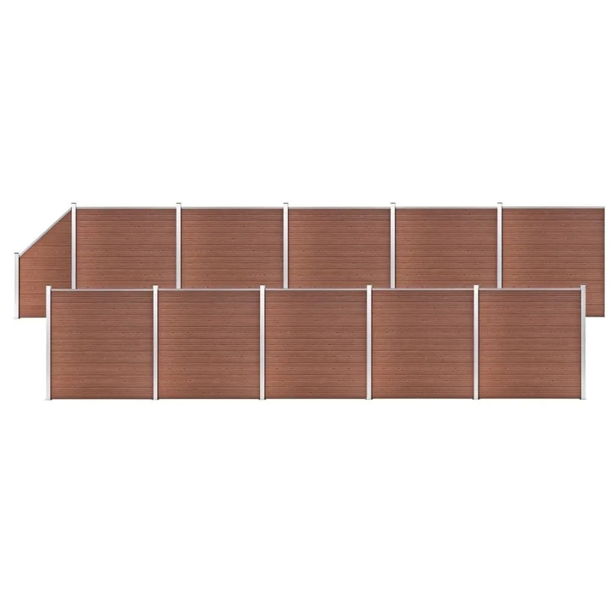 vidaXL WPC Zaun-Set aus WPC und Aluminium in Braun, 10 Quadrate und 1 Schräge, Höhe: 186 cm, Breite: 1830 cm - Bild 2